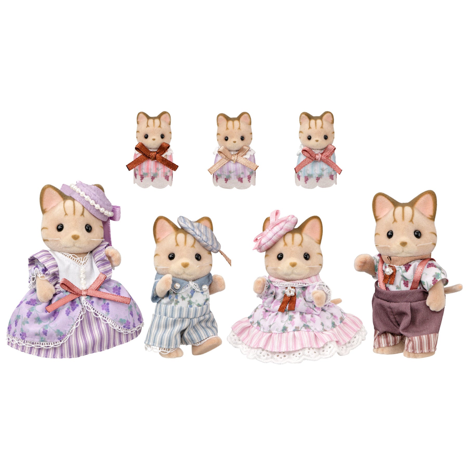 Set Elegan Keluarga Kucing Berjalur