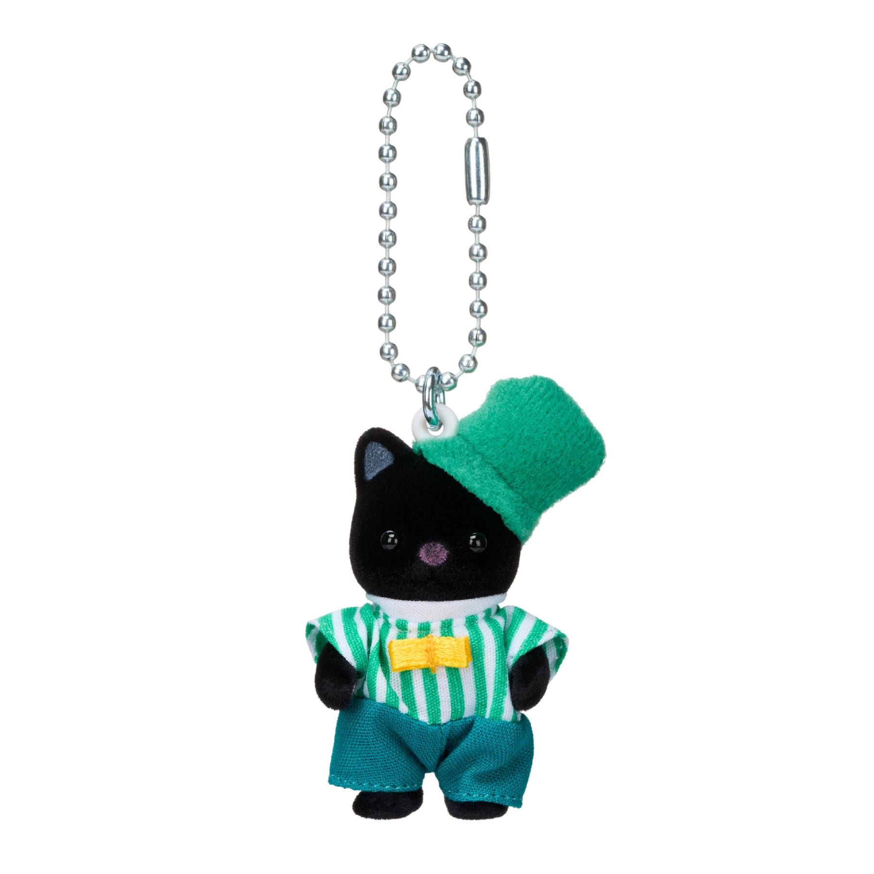 Gantungan Kunci Bayi Kucing Tuxedo Hijau Zamrud
